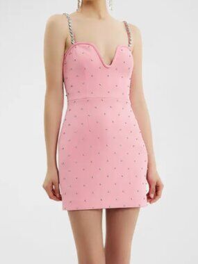 REBECCA VALANCE Brittany Rhinestone Bodycon Mini Dress